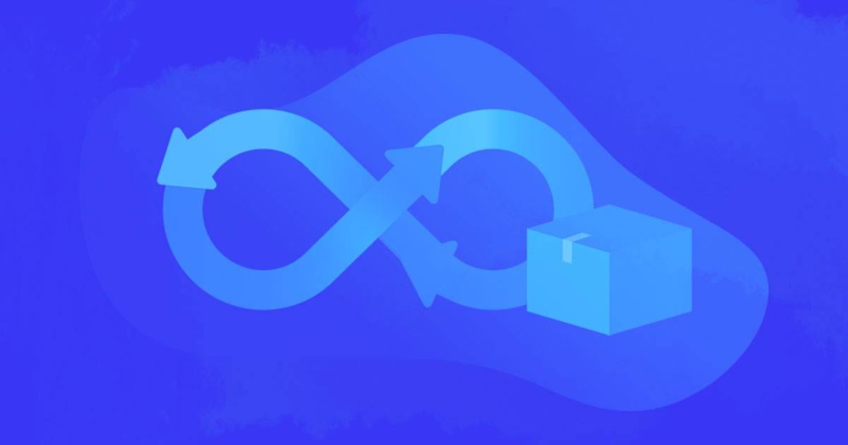 CI/CD infinity loop illustration with a deployment package